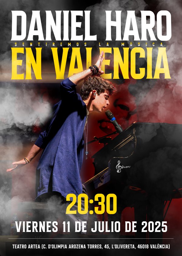 Cartel del concierto de Daniel Haro en Teatro Artea, 11 de julio de 2025